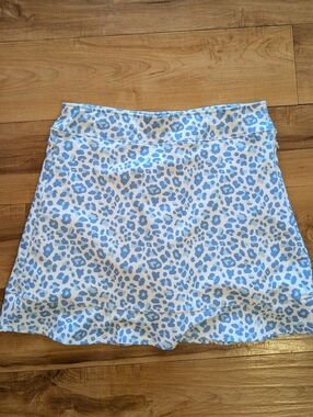 Renwick Golf Performance Skirt Blue Leopard Athletic Skort Built In Shorts Sz M